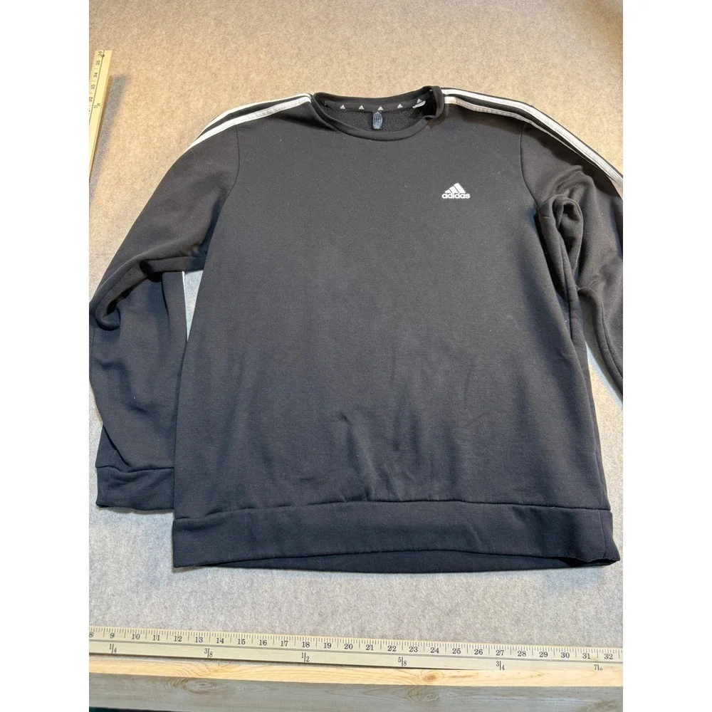 Adidas Mens Primegreen 3-Stripe Crewneck‎ Sweatshirt Black XL H30835